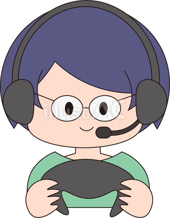 ゲームをする男性 ゲーマー,プロゲーマー,ヘッドセットのイラスト素材
