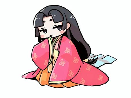 日本のお姫様な女の子 日本のお姫様な女の子 姫,着物,十二単,和風,女の子,キャラクター,キャラ,sdキャラ,ちびキャラ,デフォルメのイラスト素材