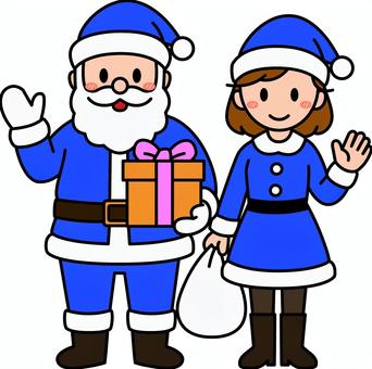 青のサンタの男性女性です。