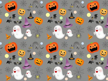 かわいいハロウィンパターン壁紙（グレー） ハロウィン,ハロウィンイラスト,秋,かわいい,壁紙,パターン,かぼちゃ,ジャックオーランタン,コウモリ,おばけのイラスト素材