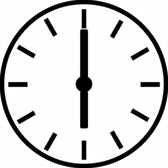 時計（6時）線画 時計,時間,時刻,タイム,目覚まし時計,タイマー,素材,単純,アイコン,シンプルのイラスト素材