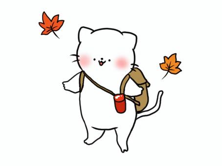 紅葉とハイキングねこ 紅葉とハイキングねこ 猫,動物,哺乳類のイラスト素材