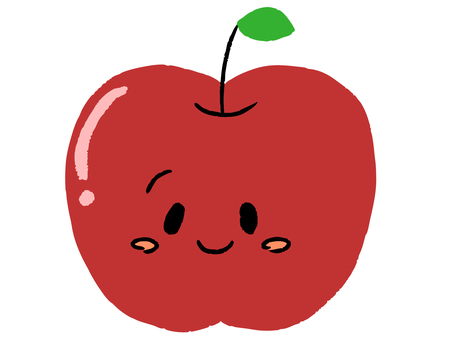 かわいい笑顔のりんご（線なし） りんご,かわいい,笑顔,ゆるい,デフォルメ,キャラクター,顔つき,食べ物,果物,子供向けのイラスト素材