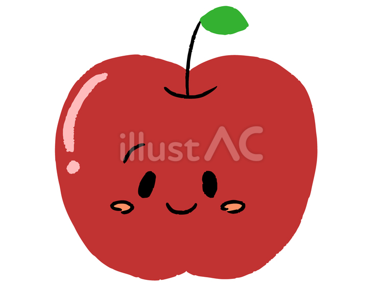 かわいい笑顔のりんご（線なし） りんご,かわいい,笑顔のイラスト素材