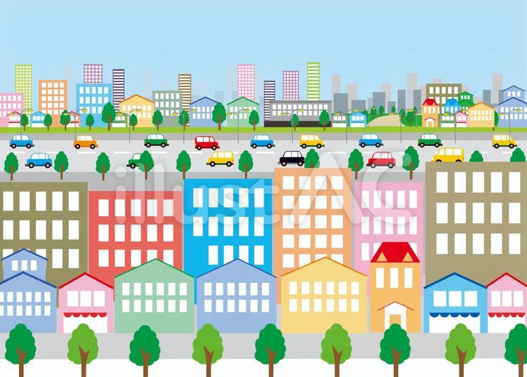 町　街 パステルカラー,町イメージ,町イベントのイラスト素材