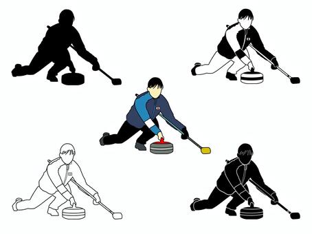 カーリング カーリング,セット,ウインタースポーツ,競技,種目,運動,冬,人,人物,女性のイラスト素材