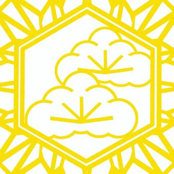 シームレスなモザイク　松　o  松,縁起物,植物,正月,線,バックグラウンド,モザイク,六角形,六角,テクスチャーのイラスト素材