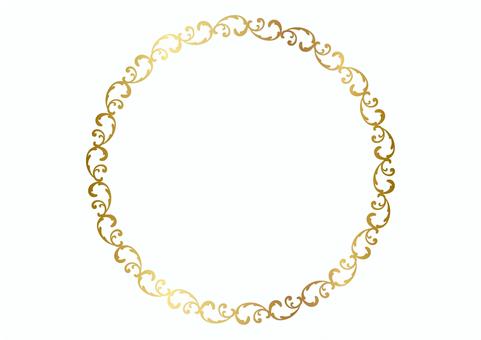 エレガンス系葉っぱの円形フレーム②金色