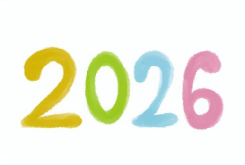2026年賀状　 2026,年賀状,手描きのイラスト素材