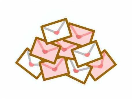 ラブレターの山　ミックス ラブレター,メール,封筒,モテる,手紙のイラスト素材