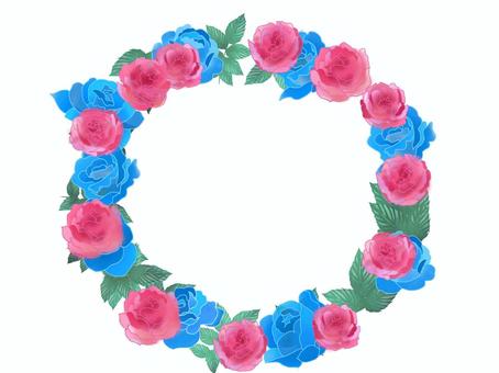 Blue and red rose wreath, corolla, rose, frame, JPG and PNG