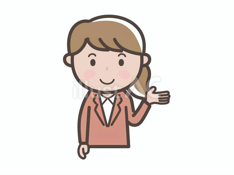 案内をするビジネスウーマンのイラスト 説明,スーツ,女性のイラスト素材