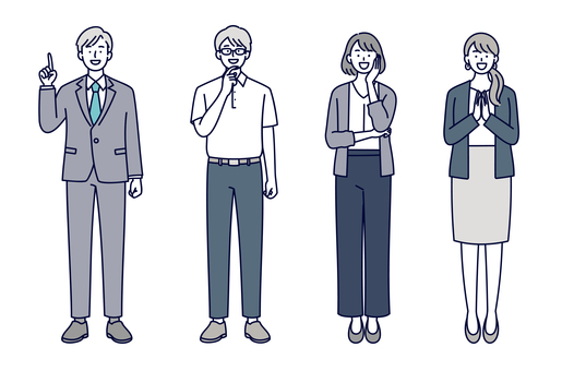 ひらめくビジネスチーム 人物,ビジネス,チーム,社会人,スーツ,男女,ひらめき,納得,アイデア,笑顔のイラスト素材