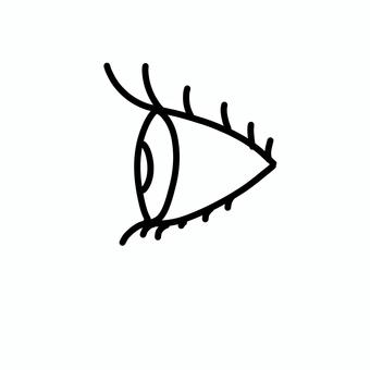 横から見た目 目,白黒,モノクロ,線画,シンプル,挿絵,まつげ,マスカラのイラスト素材