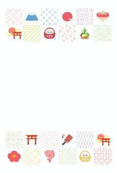 縁起物と和柄の年賀状03 年賀状,年賀状素材,2026年,お正月,2026,正月,令和8年,令和八年,正月飾り,1月のイラスト素材