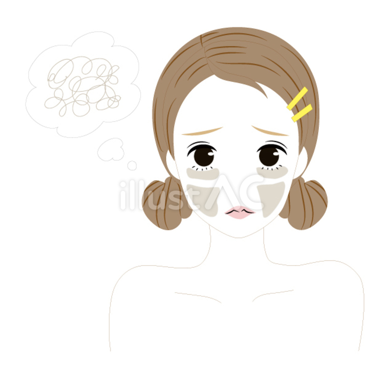 肌の黒ずみに悩む女性 美容,女性,イラストのイラスト素材