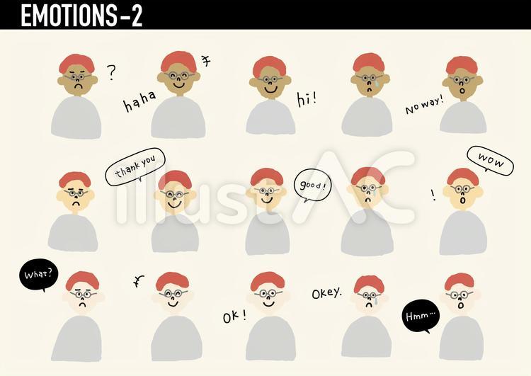 いろいろな表情の人セット② 人,喜怒哀楽,表情のイラスト素材