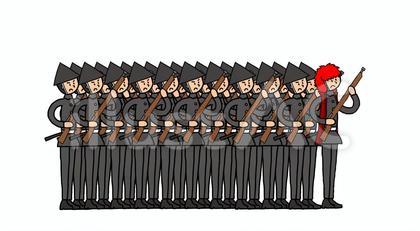 直立する新政府軍の部隊