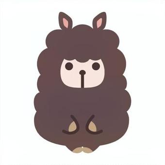 シンプルな茶色のアルパカのイラスト素材 アルパカ,動物,動物園,かわいい,単品,シンプル,キャラクター,イラスト,素材,茶色のイラスト素材