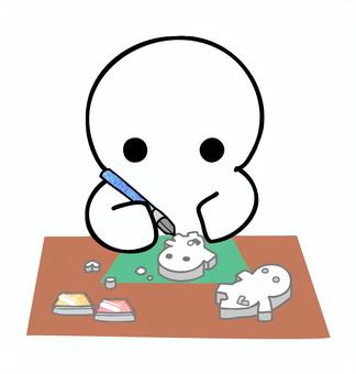 消しゴムはんこを彫るオリキャラ 消しゴムはんこを彫るオリキャラ オリキャラ,消しゴム,ハンコ,消しゴムハンコ,彫刻刀,工作マット,彫る,工作,趣味,かわいいのイラスト素材