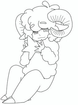 牡羊座をモチーフにした男の子 星座,牡羊座,モチーフ,男の子,塗り絵のイラスト素材