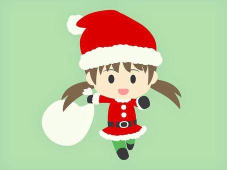 Running child Santa (girl style), , JPG, PNG and AI