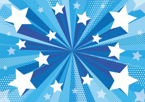 飛び出すポップな青色の星の集中線