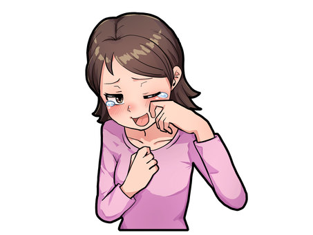 うれし泣きの女性 うれし泣き,涙,女性,感動,感受性,嬉しい,萌え絵のイラスト素材