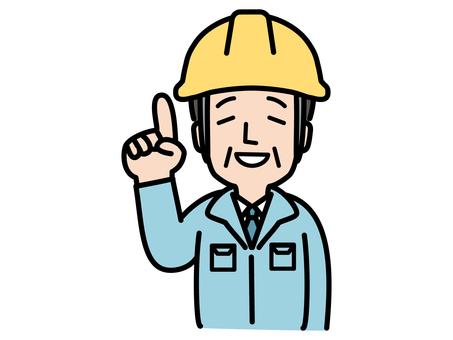 上を指差すヘルメットをかぶった中年作業員 人物,中年,男性,現場監督,日本人,ヘルメット,笑顔,上,指差し,ジェスチャーのイラスト素材