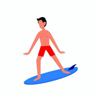 サーフィン 005 サーフィン,サーファー,波,海,サーフボード,夏,男性,スポーツ,水上,ビーチのイラスト素材