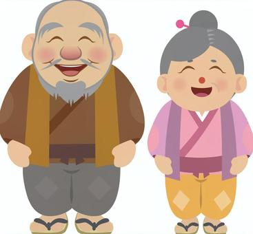 正直じいさんばあさん夫婦 おじいさん,おばあさん,老人,お年寄り,夫婦のイラスト素材