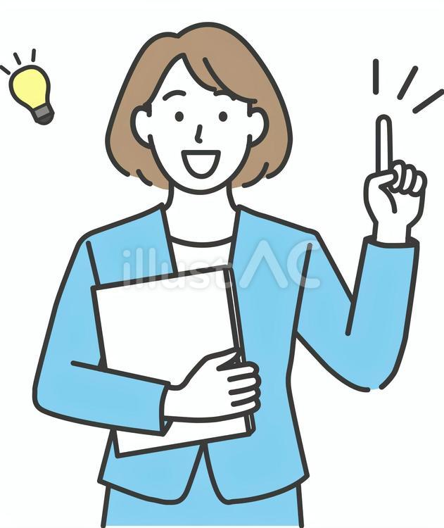 いいアイデアを思いつく働く女性 ビジネスマン,ビジネスウーマン,女性のイラスト素材