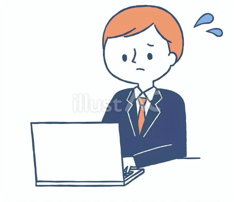 オフィスで働く慌てる男性 人物,男性,会社員のイラスト素材