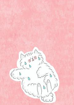 暑いねこちゃん かわいい,暑い,暑がり,汗,倒れる,疲れた,疲れ,寝る,寝転ぶ,猛暑のイラスト素材