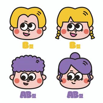ポップな血液型イラスト(B型&AB型) ポップな血液型イラスト(B型&AB型) 血液型,診断,占い,b型,ab型,女の子,男の子,擬人化,アメコミ,ポップのイラスト素材
