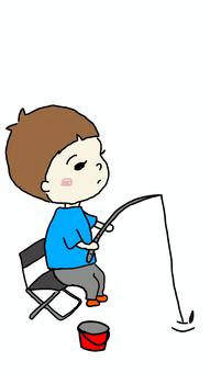 釣りする男の子 釣り,男の子,アウトドア,趣味,海,手書き,池のイラスト素材