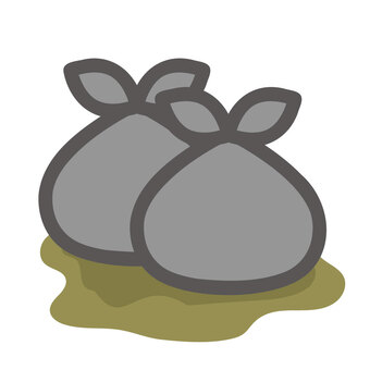 液漏れしているゴミ袋 ゴミ,ゴミ袋,生ゴミ,漏れる,汚物,汚水,臭い,臭う,悪臭,腐臭のイラスト素材