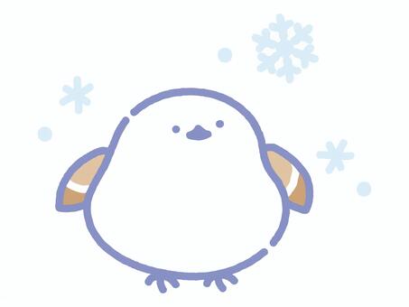 雪の結晶とパステルシマエナガ シマエナガ,鳥,野鳥,生き物,動物,雪,冬,結晶,氷,自然のイラスト素材