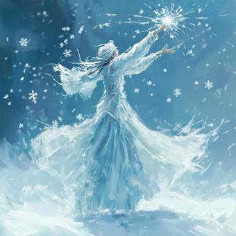 踊る雪の妖精 踊る雪の妖精 女性,妖精,踊るのイラスト素材
