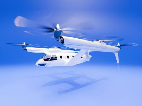 航空機CGイラスト02_空飛ぶクルマ 空飛ぶクルマ,乗用,ドローン,エアモビリティ,evtol,aam,uam,エアタクシー,垂直離着陸,チルトローターのイラスト素材
