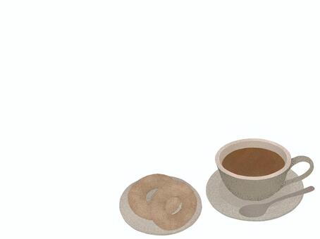 コーヒーブレイク コーヒー,ドーナツ,カップ,ソーサー,皿,スプーン,飲み物,食べ物,イラスト,挿絵のイラスト素材