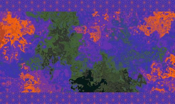 マーブル和柄のサイケデリック背景 マーブル,背景,テクスチャ,流体,リキッド,和柄,麻の葉,紫,オレンジ,青のイラスト素材