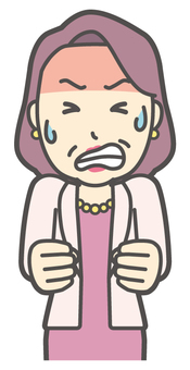  お金持ちマダム-212-バスト 悔しい,おばさん,中年,女性,富裕層,マダム,裕福,お金持ち,ミセス,おばちゃんのイラスト素材