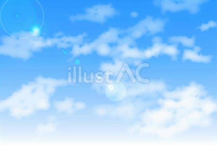 空（レンズフレア付き） 青空,雲,空のイラスト素材