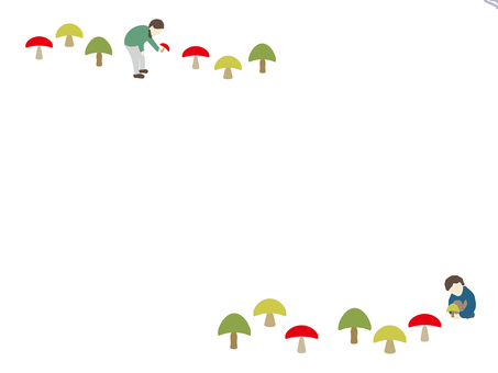 きのこ狩り きのこ,きのこ狩り,秋,赤,緑,黄色のイラスト素材