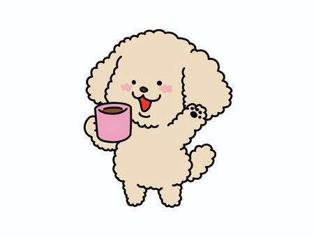 コーヒーを飲んで元気なトイプードル トイプードル,犬,コーヒー,マグカップ,飲み物,カフェ,ティータイム,休憩,リラックス,一息のイラスト素材