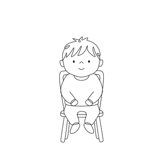 【動作絵】椅子に座る男の子 動作絵,絵カード,子供,言語聴覚療法,療育,ラインアート,シンプル,椅子,座る,男の子のイラスト素材