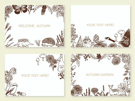 Autumn garden frame material 02, autumn, hand drawn, frame, JPG, PNG and AI