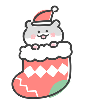 クリスマスの靴下に入ったハムスター クリスマス,ハムスター,靴下,行事,イベント,サンタ,帽子,飾り,冬,かわいいのイラスト素材