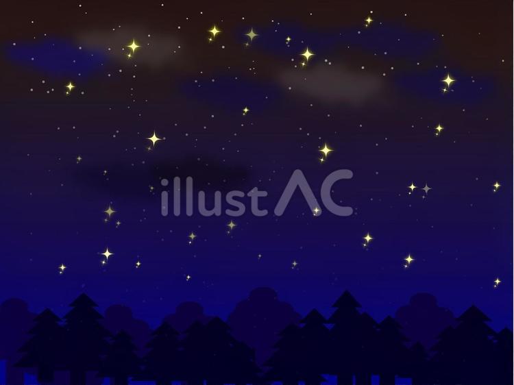 森と星空 星空,夜空,星のイラスト素材